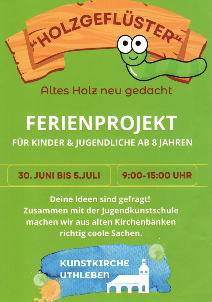 Flyer (vorn) Uthleben Ferienprojekt Holzgeflüster - Konzert Zweiter Aufguss 04.07.2025